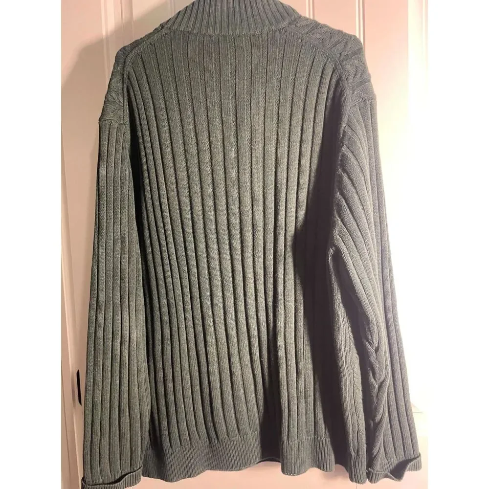 Jos A Bank Men XXL Green Cable Knit Sweater